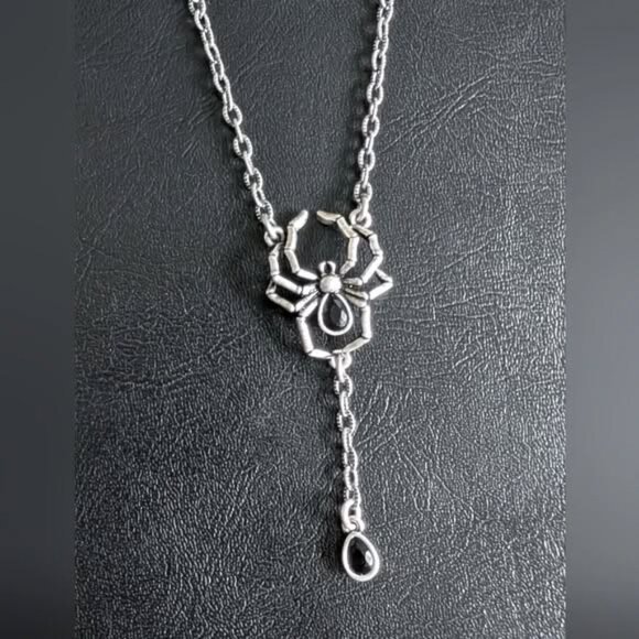 Widows Tears necklace from Killstar gothic spider pendant and black teardrop - Picture 2 of 5